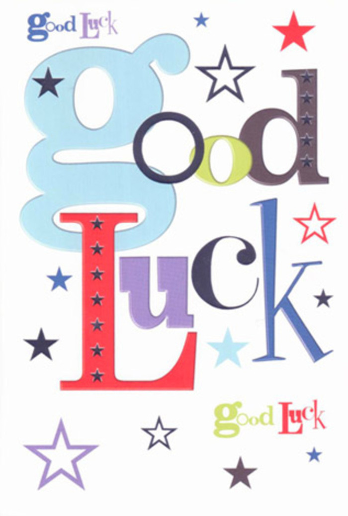 This luck-themed card radiates the lively optimism of East Finchley itself-a spirited composition where each letter and twinkling star is brought to life with genuine warmth. Bold, pastel blue swirls partner with slender, elegant black and vivacious red, their varied typography reminiscent of the mural art near East Finchley station. The stars, scattered in a dazzling array across the white card, infuse the scene with a sense of encouragement akin to proud applause at a local school play. Crisp white space surrounds every colour and curl, giving the design an airy, modern feel that allows every wish to breathe; it's the kind of card you might pair with early spring blooms from a familiar florist, crafted for both ritual and meaning. The card's tactile smoothness invites a moment of pause, a sensory reminder of presence and support. More than a temporary greeting, it feels like a celebratory token-an emblem of hope and encouragement, gifted to accompany new beginnings across the vibrant heart of East Finchley, whether for a debut stage performance or the start of a dreamed-of journey.