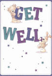 Overflowing with warmth and playful energy, this get well card's design captures the spirit of East Finchley hospitality. A teddy bear and a floppy-eared puppy are depicted as joyful companions, each supporting the bold, multicoloured letters of 'Get Well' with visible delight. Indigo, teal, and violet hues splash across the large text, standing out confidently against the cream-white background. Twinkling stars in blue and purple dance across the scene, infusing it with a lively, optimistic atmosphere reminiscent of community events at Avenue House. The animals' fur is illustrated to appear irresistibly soft and comforting, as if inviting a gentle hug-much like the reassurance found in a bouquet delivered by a familiar Florist East Finchley hand. This card is a touching token of kindness and hope, crafted to lift spirits and spread cheer from Strawberry Vale to the welcoming corners of Highgate.